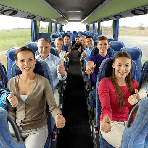 Group of people on a minibus